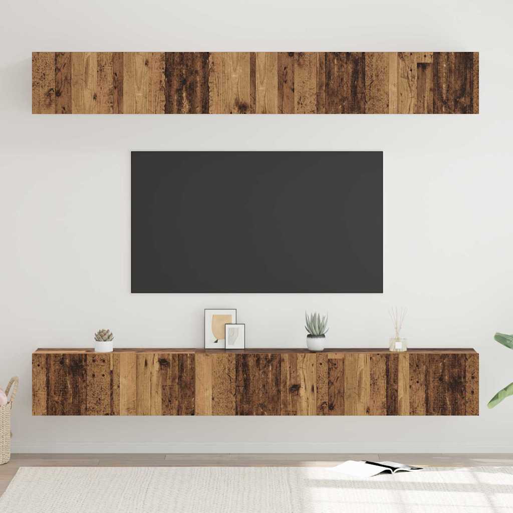 Ensemble meuble TV 6 pc Bois ancien Bois d'ingénierie