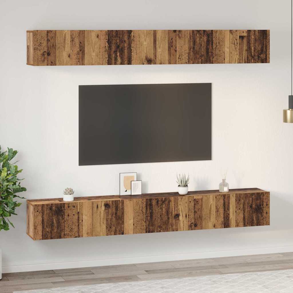 Ensemble meuble TV 6 pc Bois ancien Bois d'ingénierie
