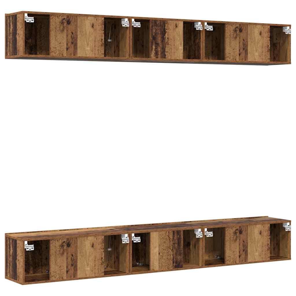 Ensemble meuble TV 6 pc Bois ancien Bois d'ingénierie