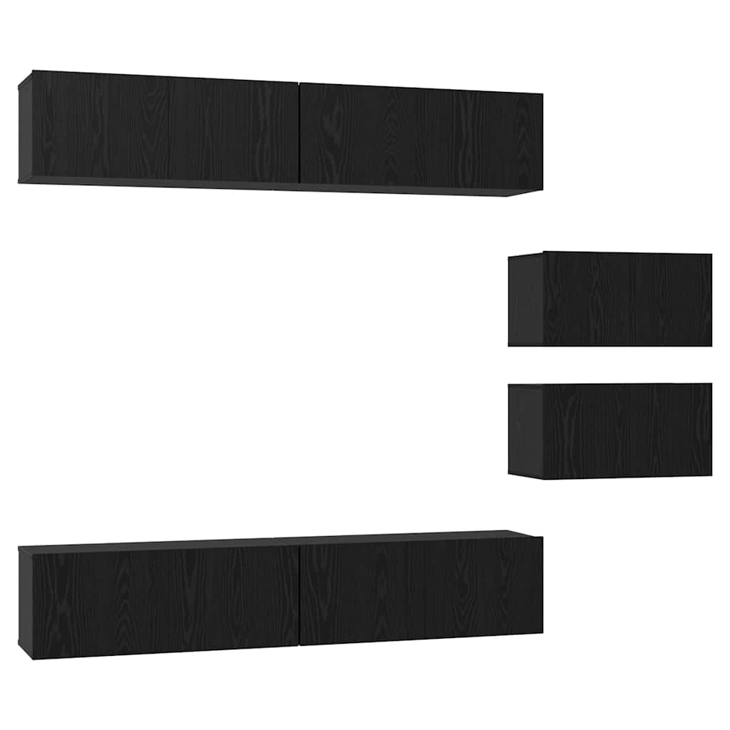 Ensemble meuble TV 6 pc Chêne noir Bois d'ingénierie