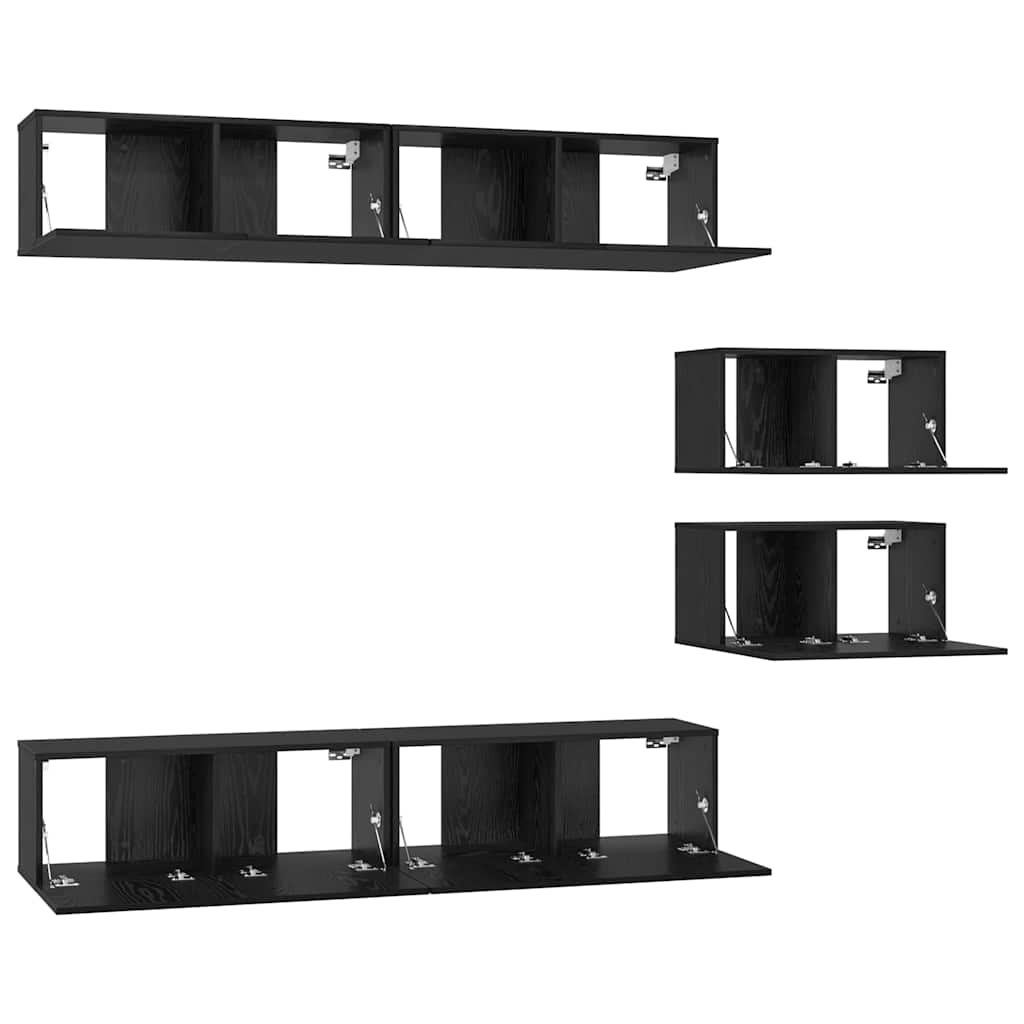 Ensemble meuble TV 6 pc Chêne noir Bois d'ingénierie
