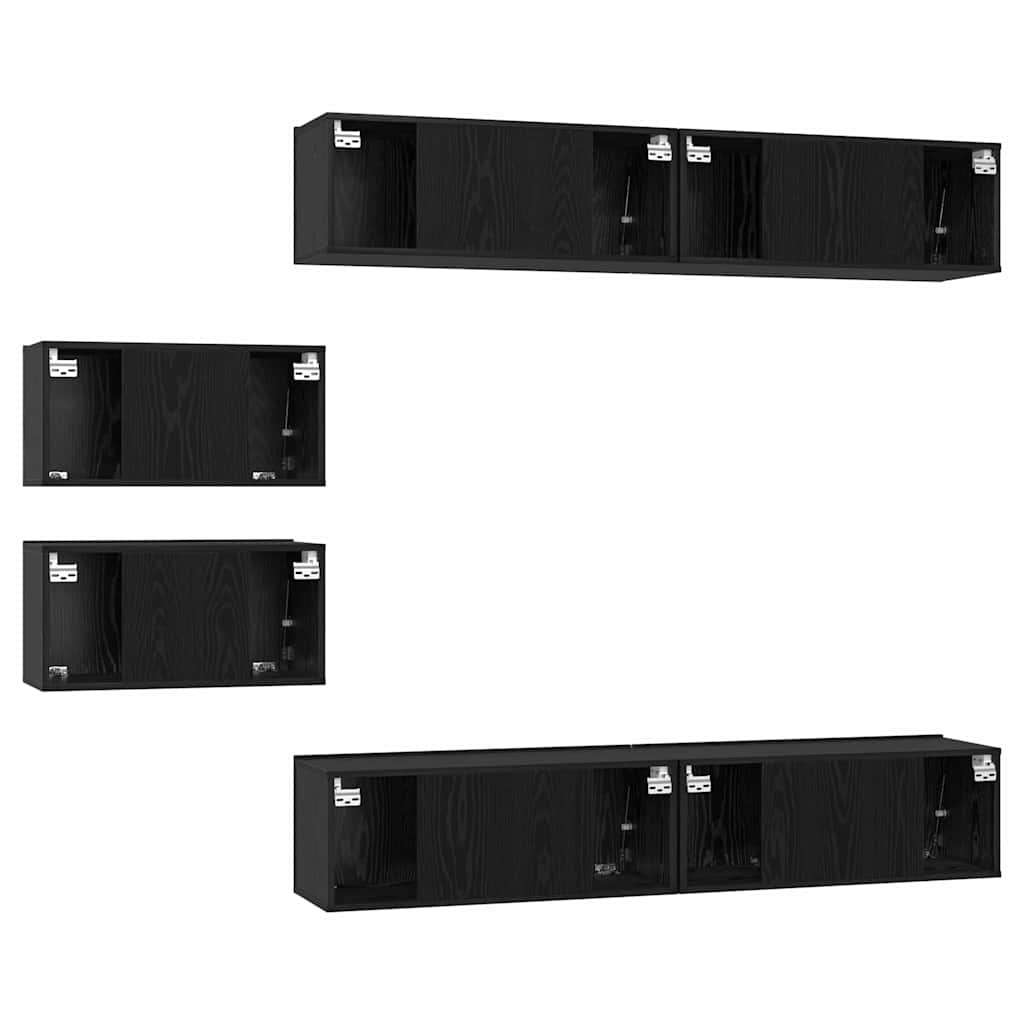 Ensemble meuble TV 6 pc Chêne noir Bois d'ingénierie