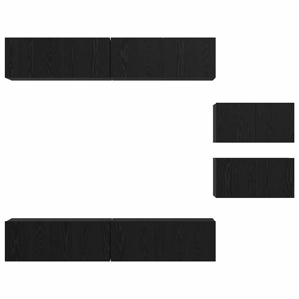 Ensemble meuble TV 6 pc Chêne noir Bois d'ingénierie