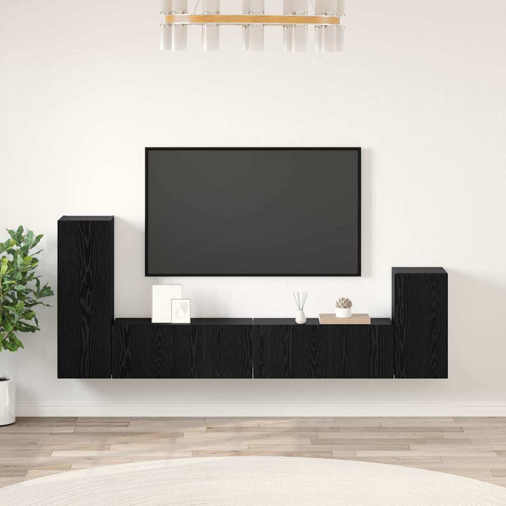 Meuble TV mural 3 pcs Chêne noir Bois d'ingénierie - XIOS
