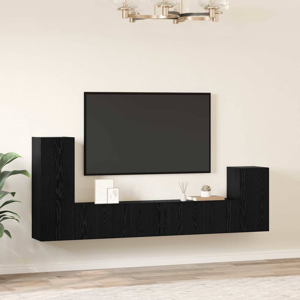 Meuble TV mural 3 pcs Chêne noir Bois d'ingénierie - XIOS