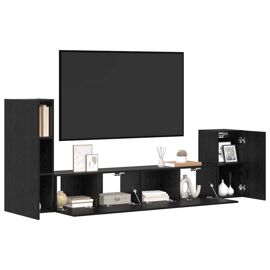 Meuble TV mural 3 pcs Chêne noir Bois d'ingénierie - XIOS