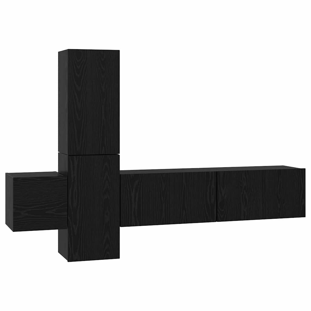 Ensemble meuble TV 5 pc Chêne noir Bois d'ingénierie
