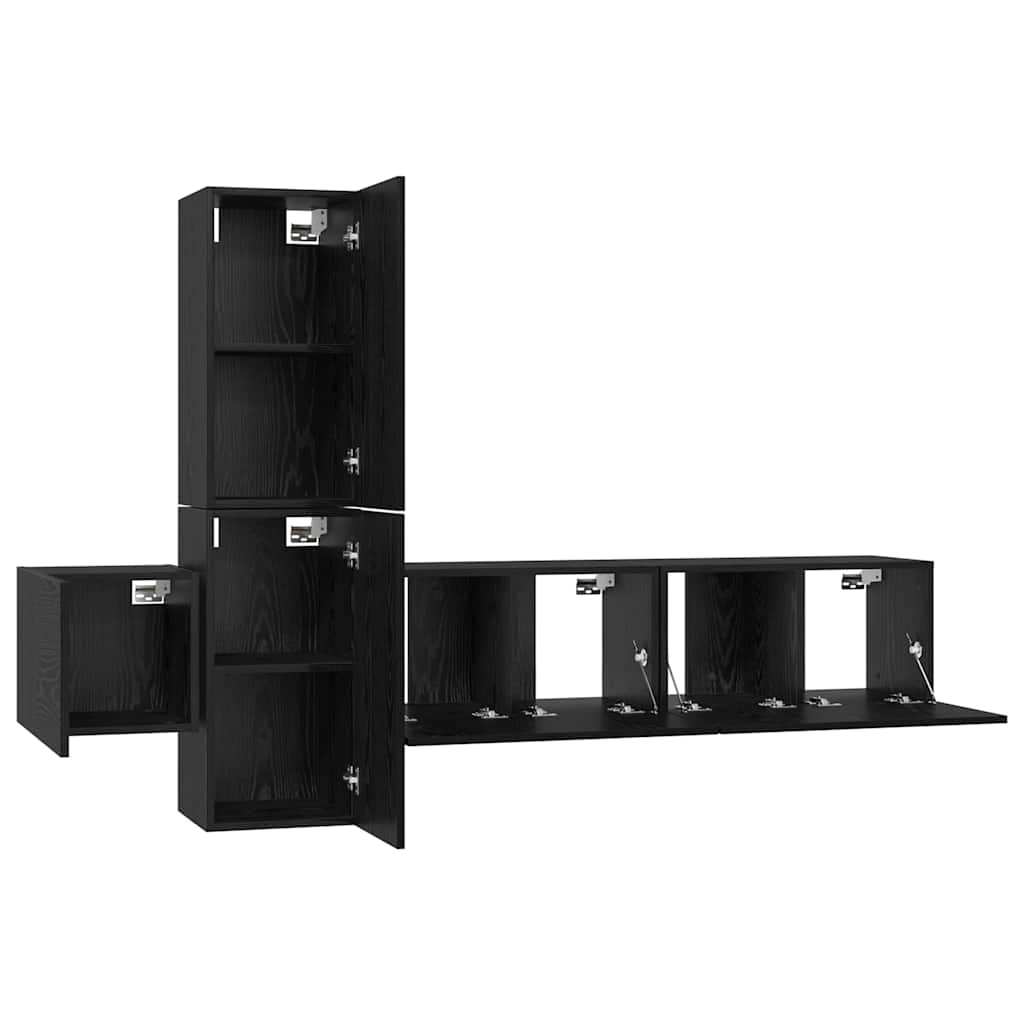 Ensemble meuble TV 5 pc Chêne noir Bois d'ingénierie