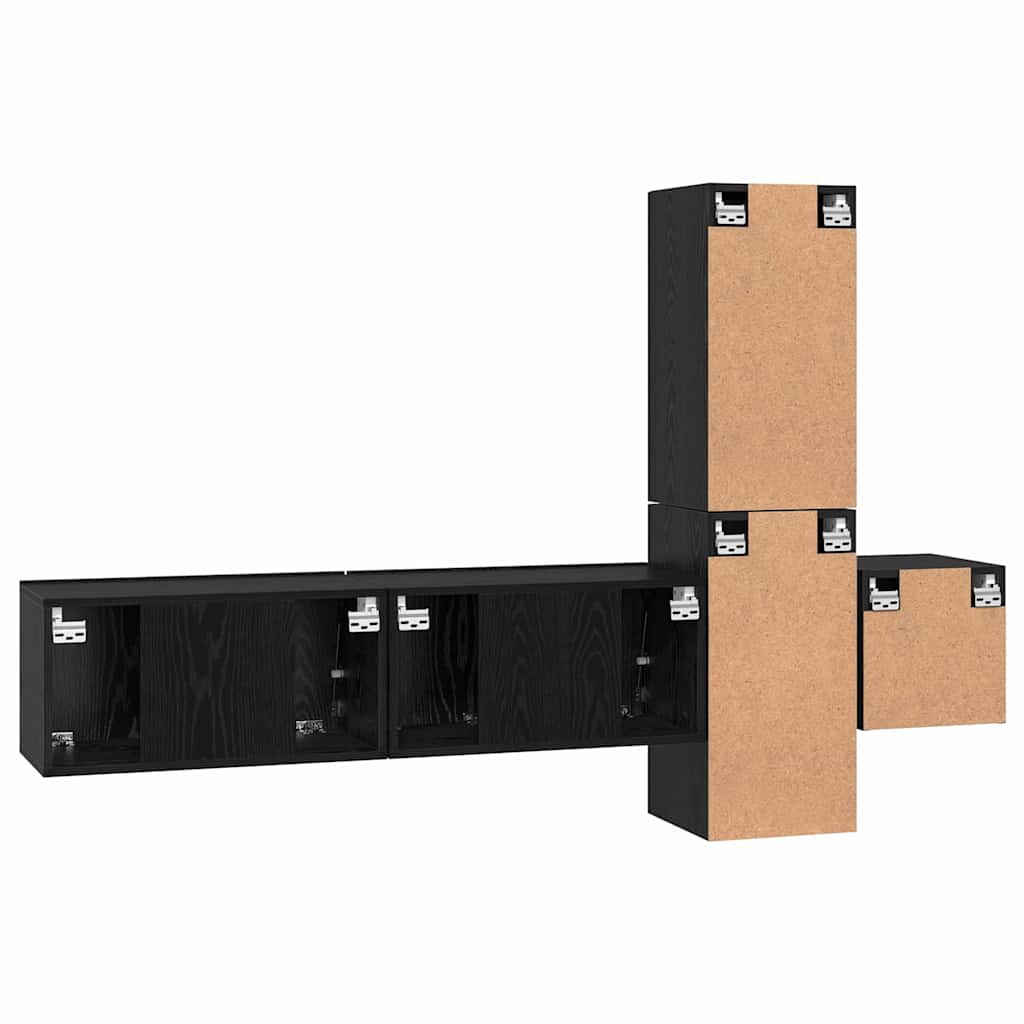 Ensemble meuble TV 5 pc Chêne noir Bois d'ingénierie