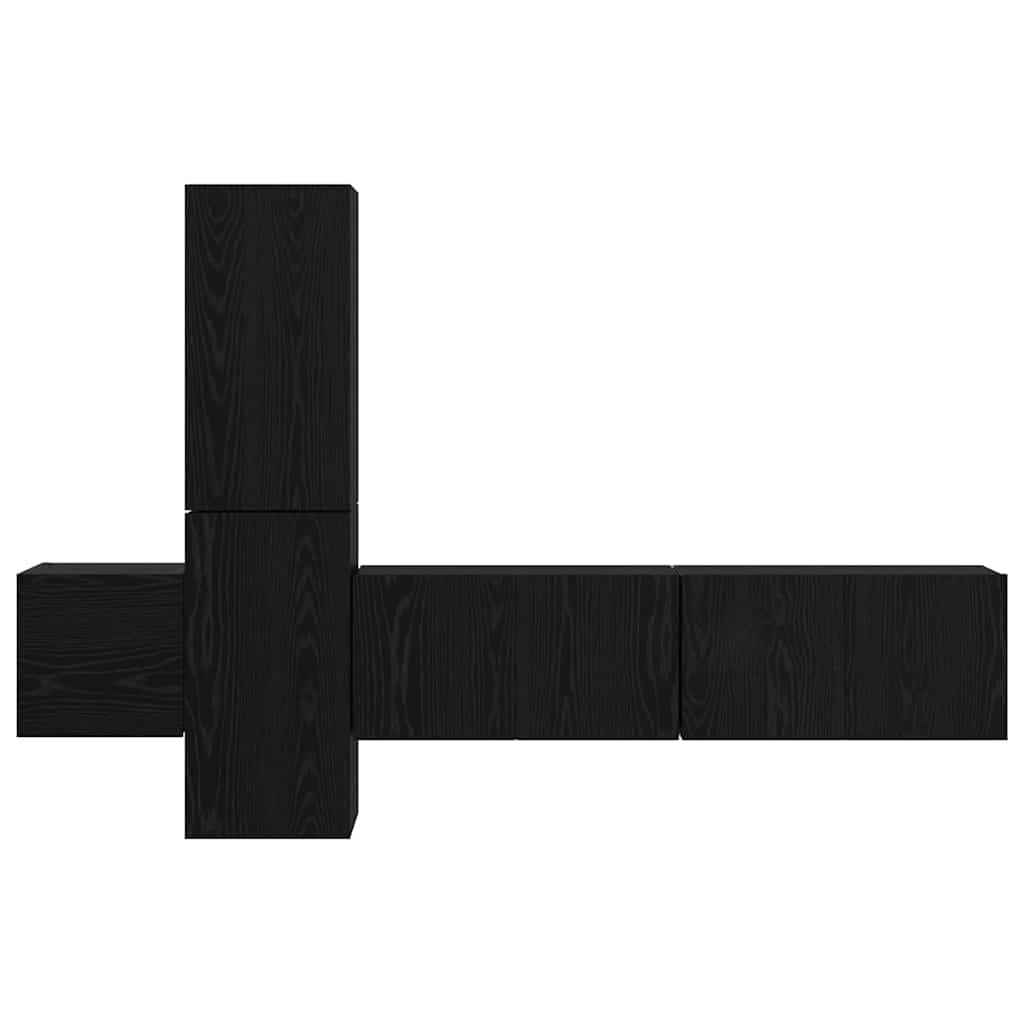 Ensemble meuble TV 5 pc Chêne noir Bois d'ingénierie