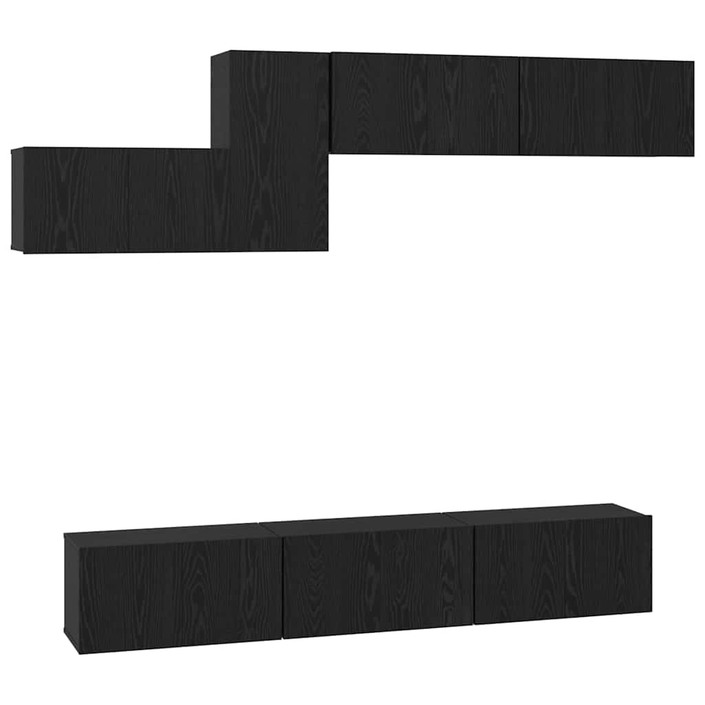 Ensemble meuble TV 7 pc Chêne noir Bois d'ingénierie