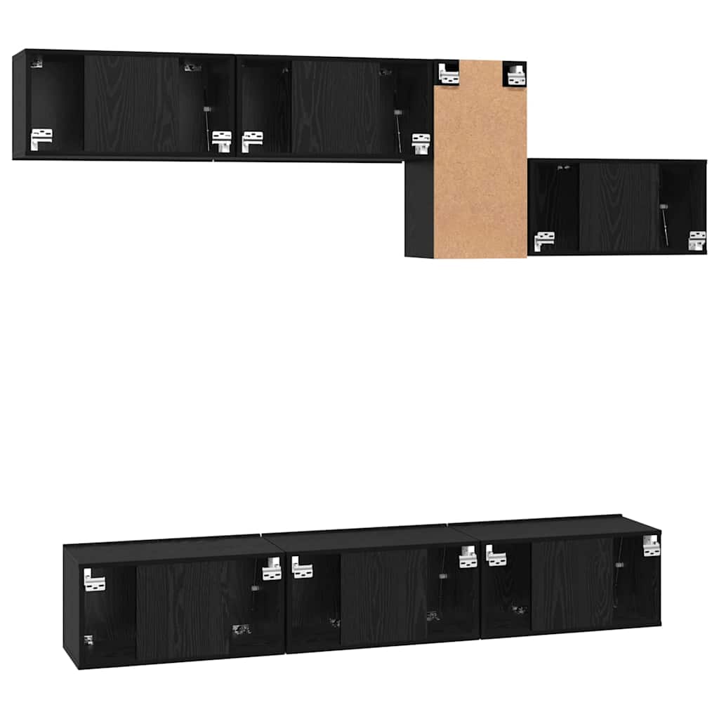 Ensemble meuble TV 7 pc Chêne noir Bois d'ingénierie