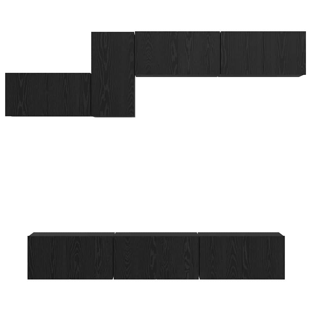 Ensemble meuble TV 7 pc Chêne noir Bois d'ingénierie