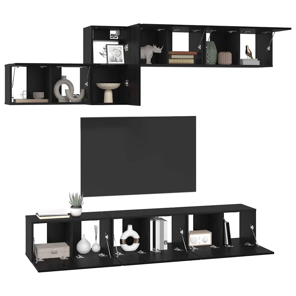 Ensemble meuble TV 7 pc Chêne noir Bois d'ingénierie