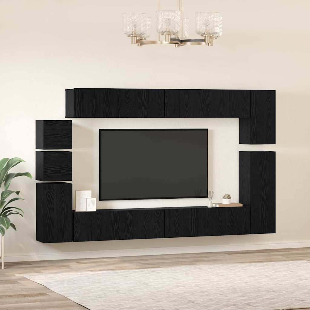 Ensemble meuble TV 9 pcs Chêne noir Bois d'ingénierie - XIOS