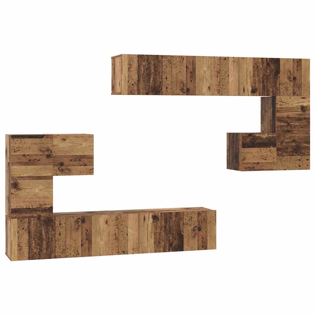 Unites TV Montage mural 4 pcs Bois Ancien Bois d'ingénierie - XIOS