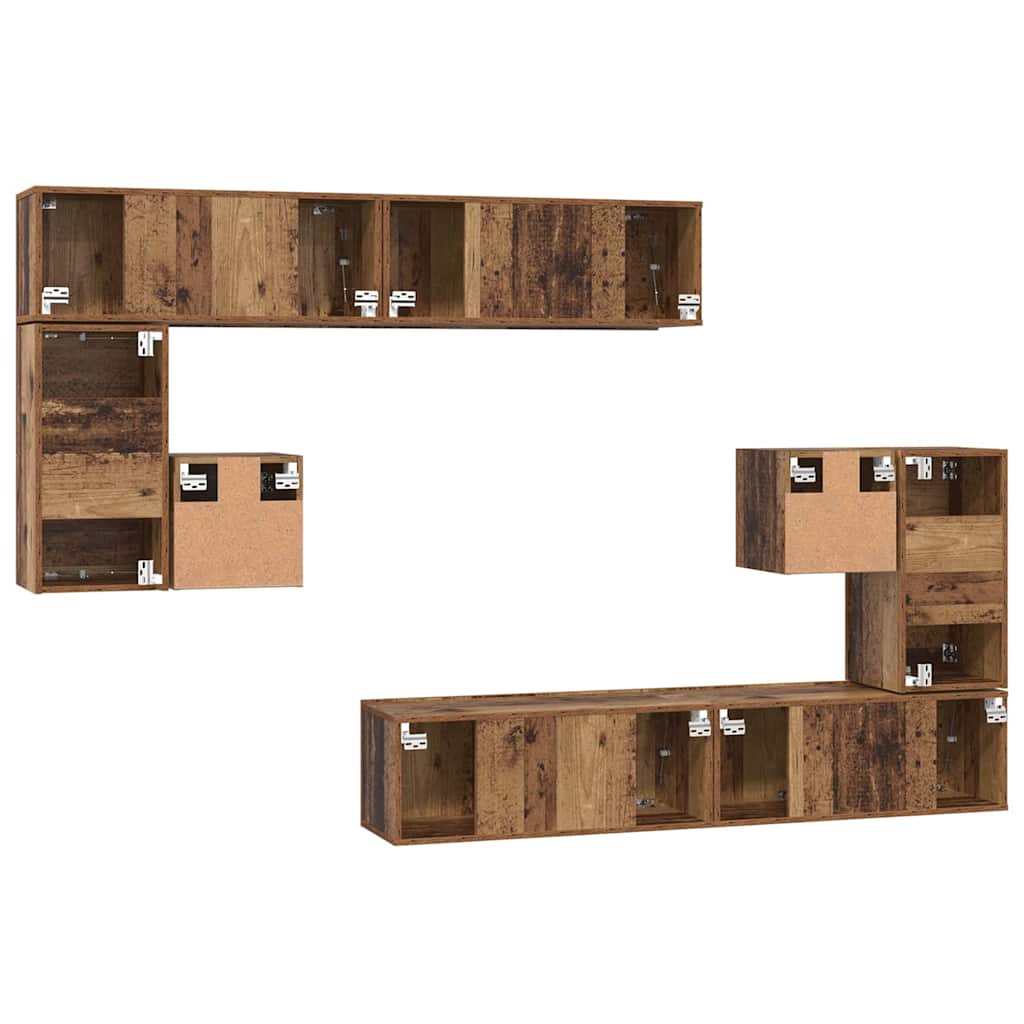 Unites TV Montage mural 4 pcs Bois Ancien Bois d'ingénierie - XIOS