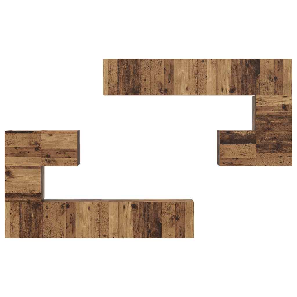 Unites TV Montage mural 4 pcs Bois Ancien Bois d'ingénierie - XIOS