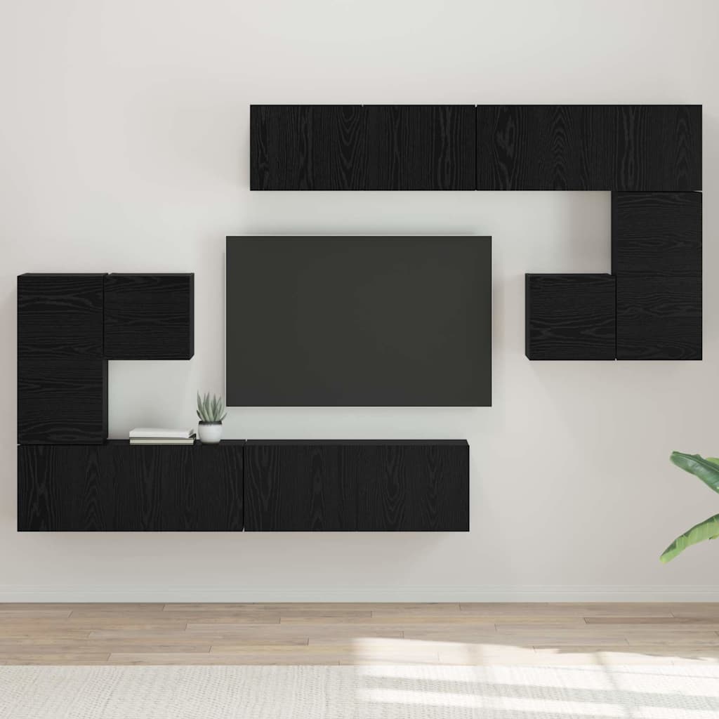 Unites TV Montage mural 4 pcs Chêne noir Bois d'ingénierie - XIOS