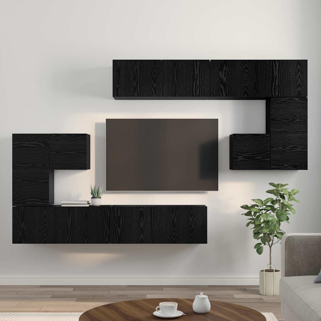 Unites TV Montage mural 4 pcs Chêne noir Bois d'ingénierie - XIOS