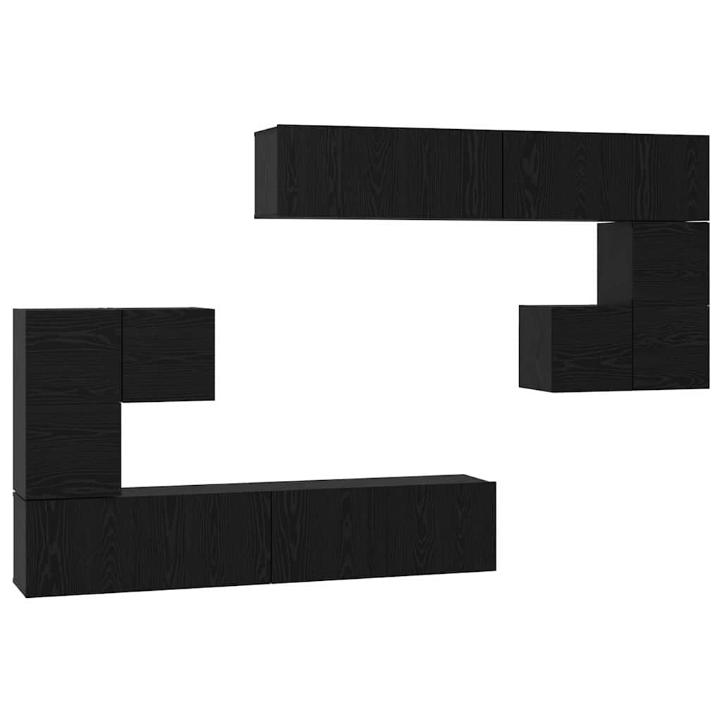 Unites TV Montage mural 4 pcs Chêne noir Bois d'ingénierie - XIOS
