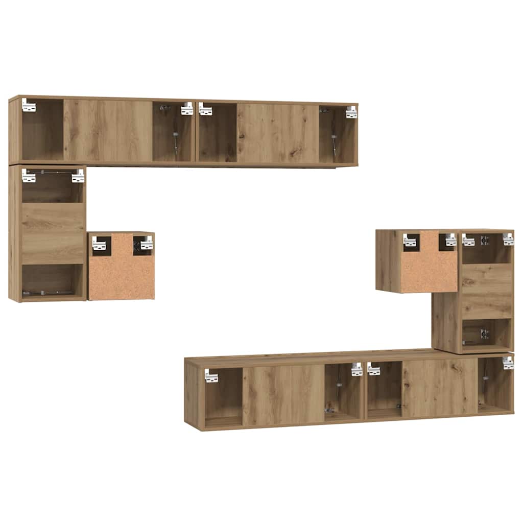 Unites TV Montage mural 4 pcs Chêne artisanal Bois d'ingénierie - XIOS