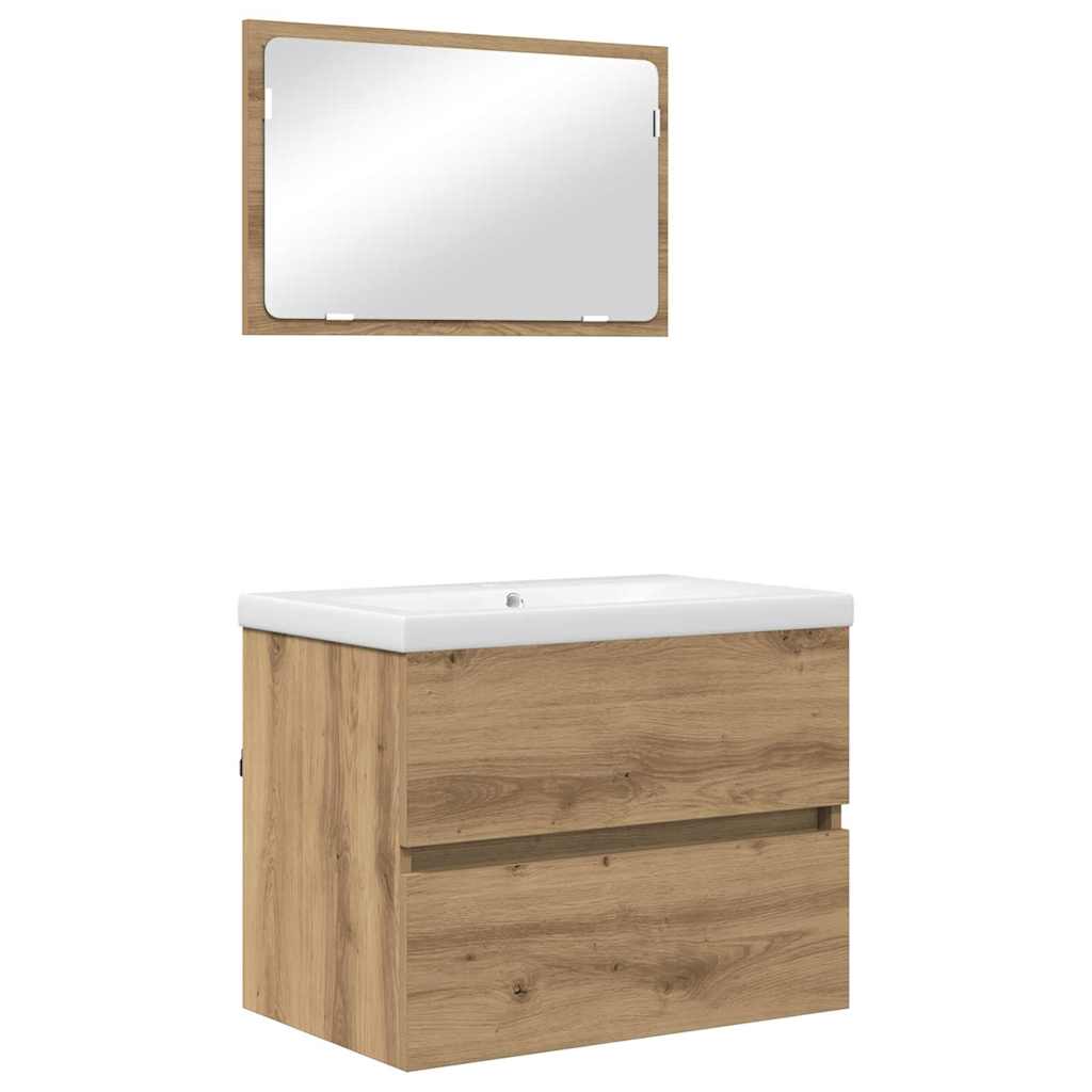 Ensemble de mobilier de salle de bain 3 pc Chêne artisanal