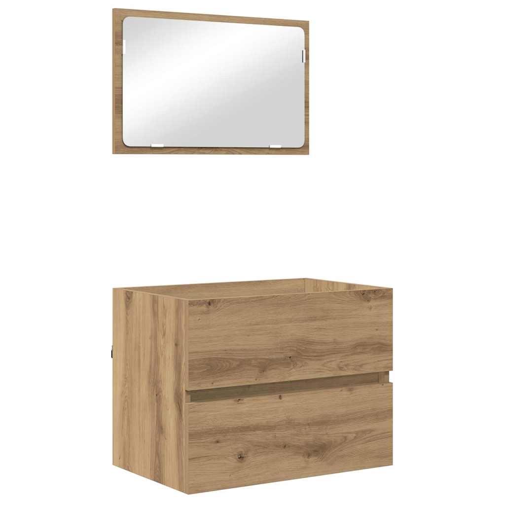Ensemble de mobilier de salle de bain 3 pc Chêne artisanal