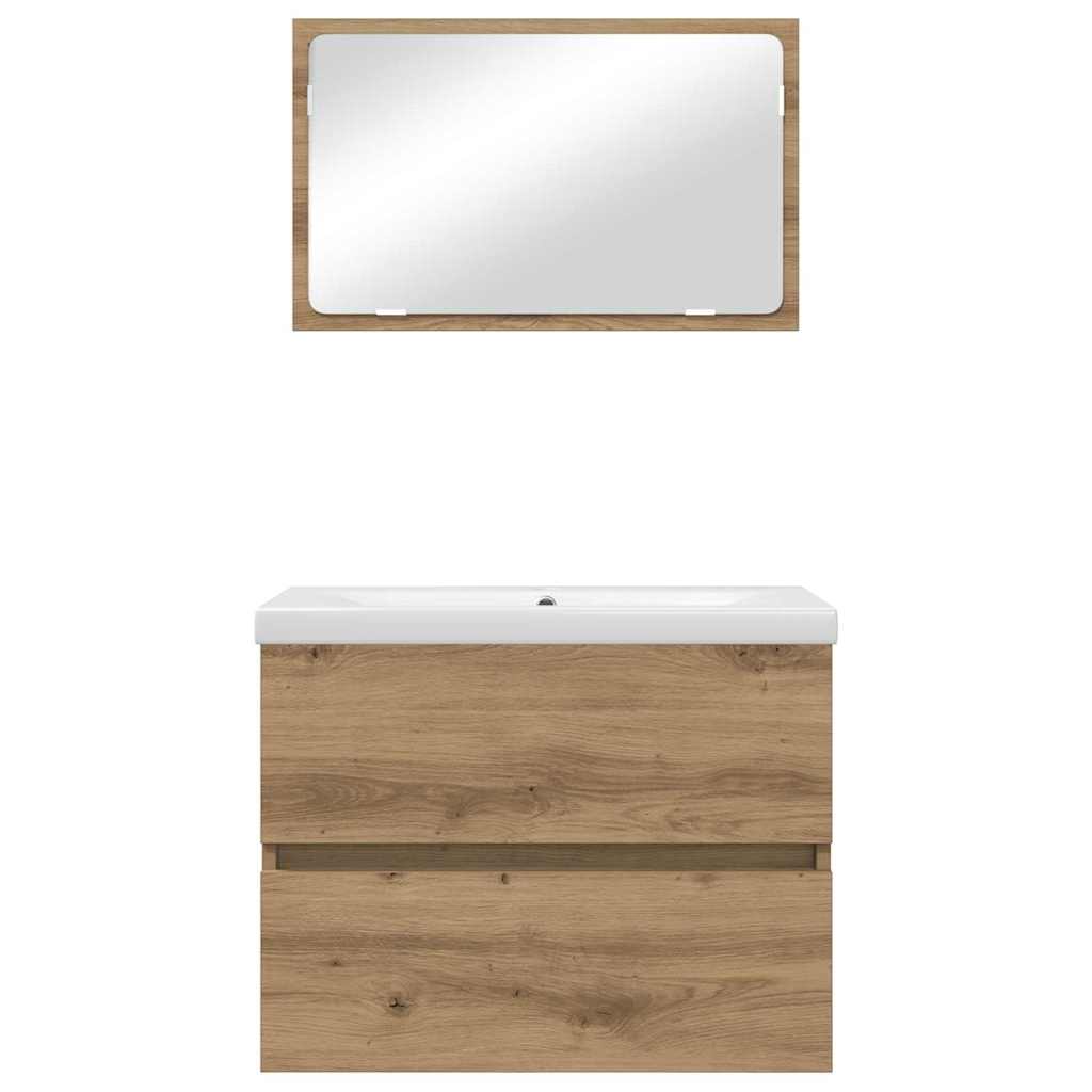 Ensemble de mobilier de salle de bain 3 pc Chêne artisanal