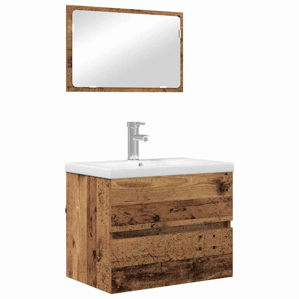 Ensemble de mobilier de salle de bain 3 pièces Bois Ancien
