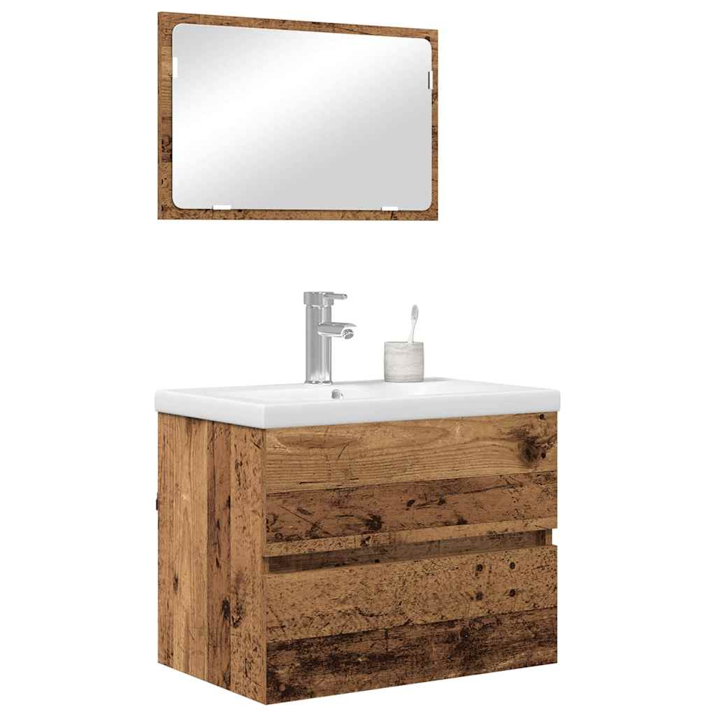 Ensemble de mobilier de salle de bain 3 pièces Bois Ancien