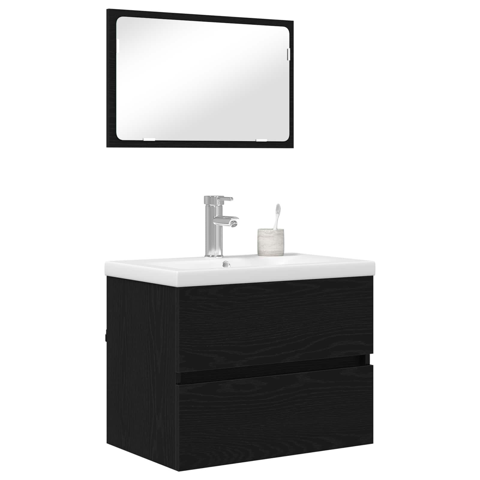 Ensemble de mobilier de salle de bain 3 pièces Chêne noir