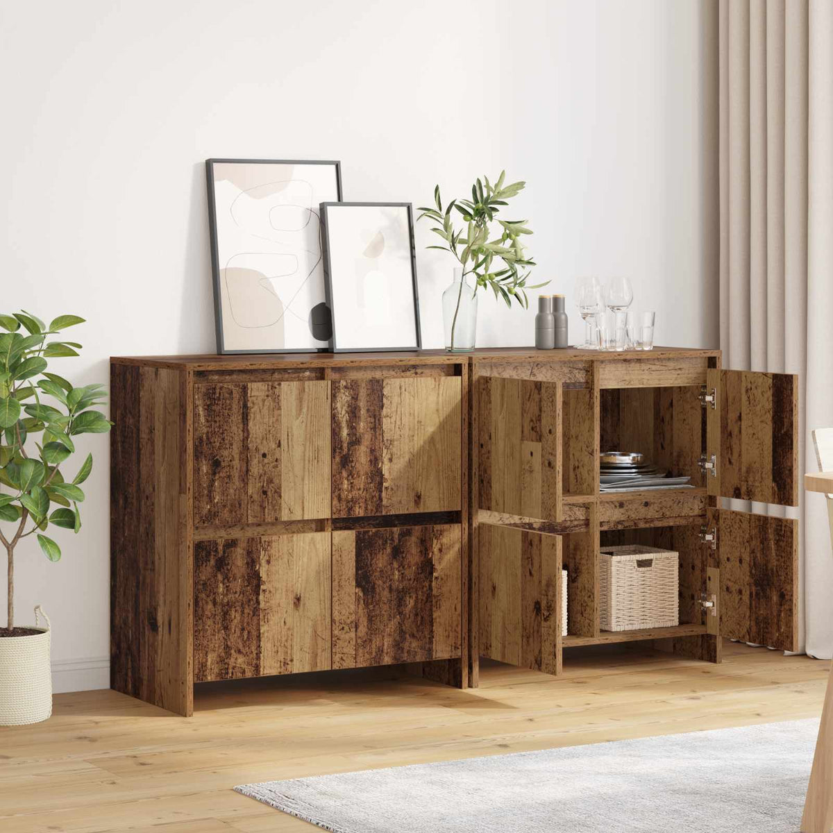 Buffets 2 pc Bois ancien 70 x 41 x 75 cm Bois d'ingénierie - XIOS