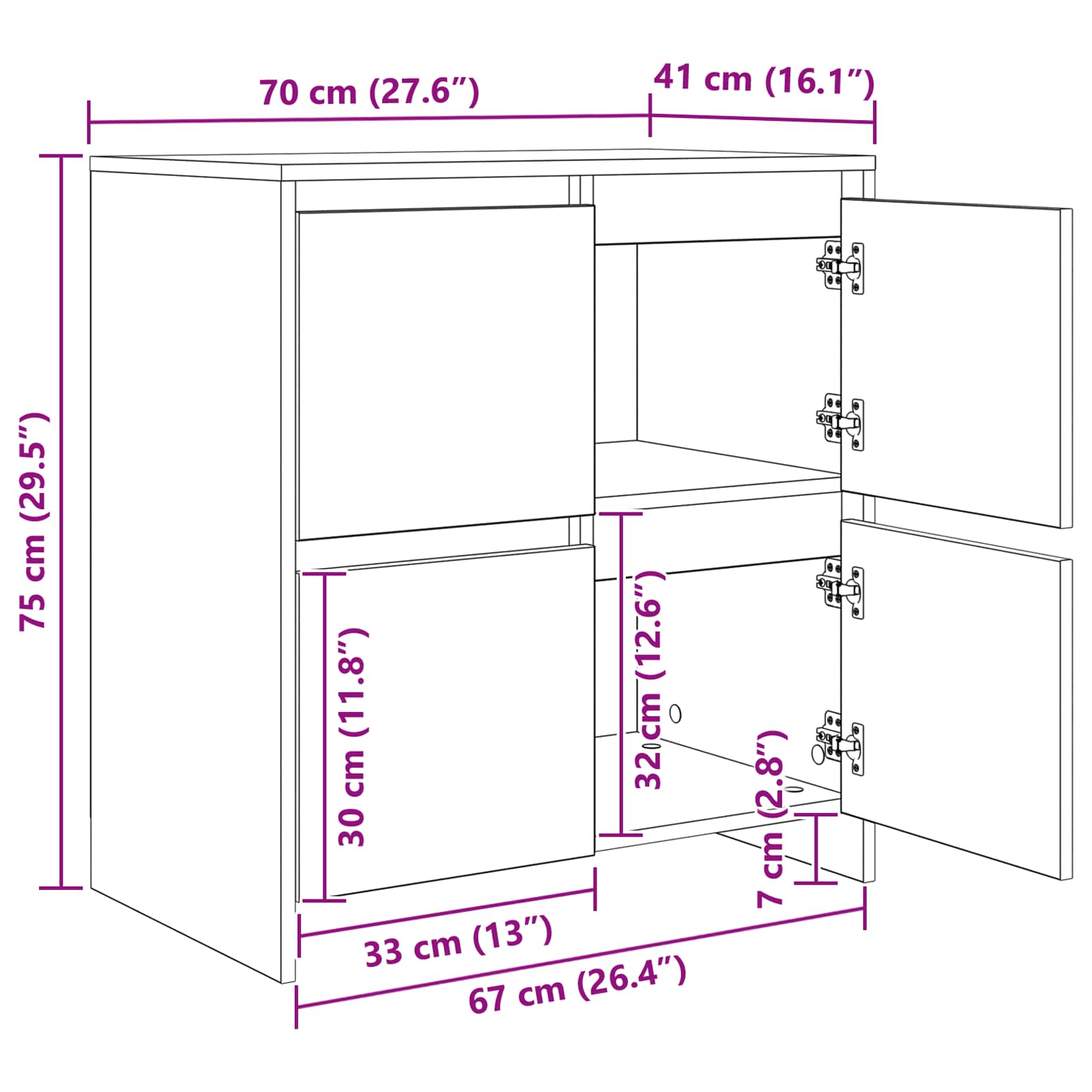 Buffets 2 pc Bois ancien 70 x 41 x 75 cm Bois d'ingénierie - XIOS