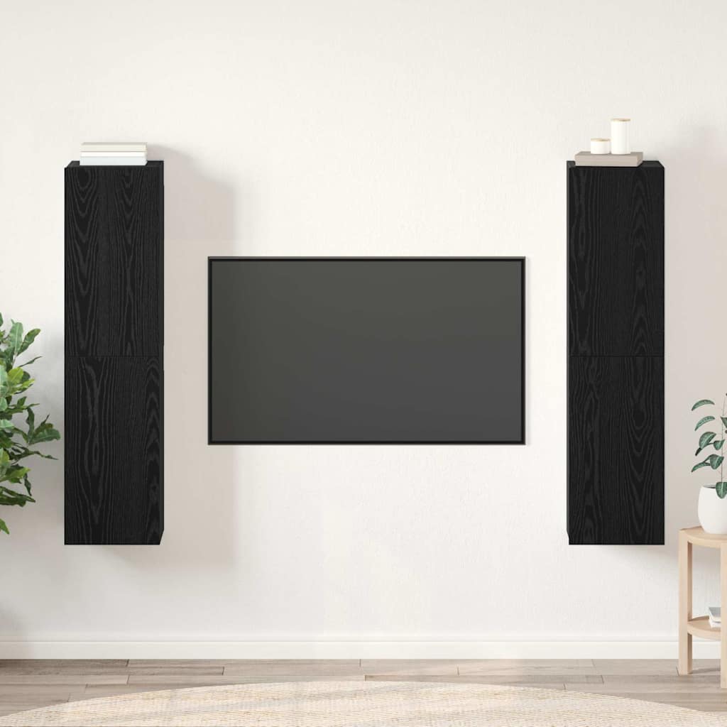 Ensemble meuble TV 4 pc Chêne noir Bois d'ingénierie