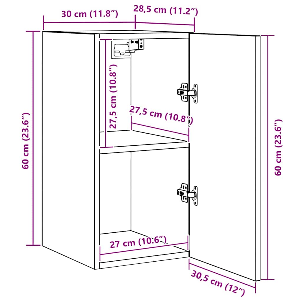 Set de Meubles TV 4 pcs Chêne noir 30.5 x 30 x 60 cm - XIOS