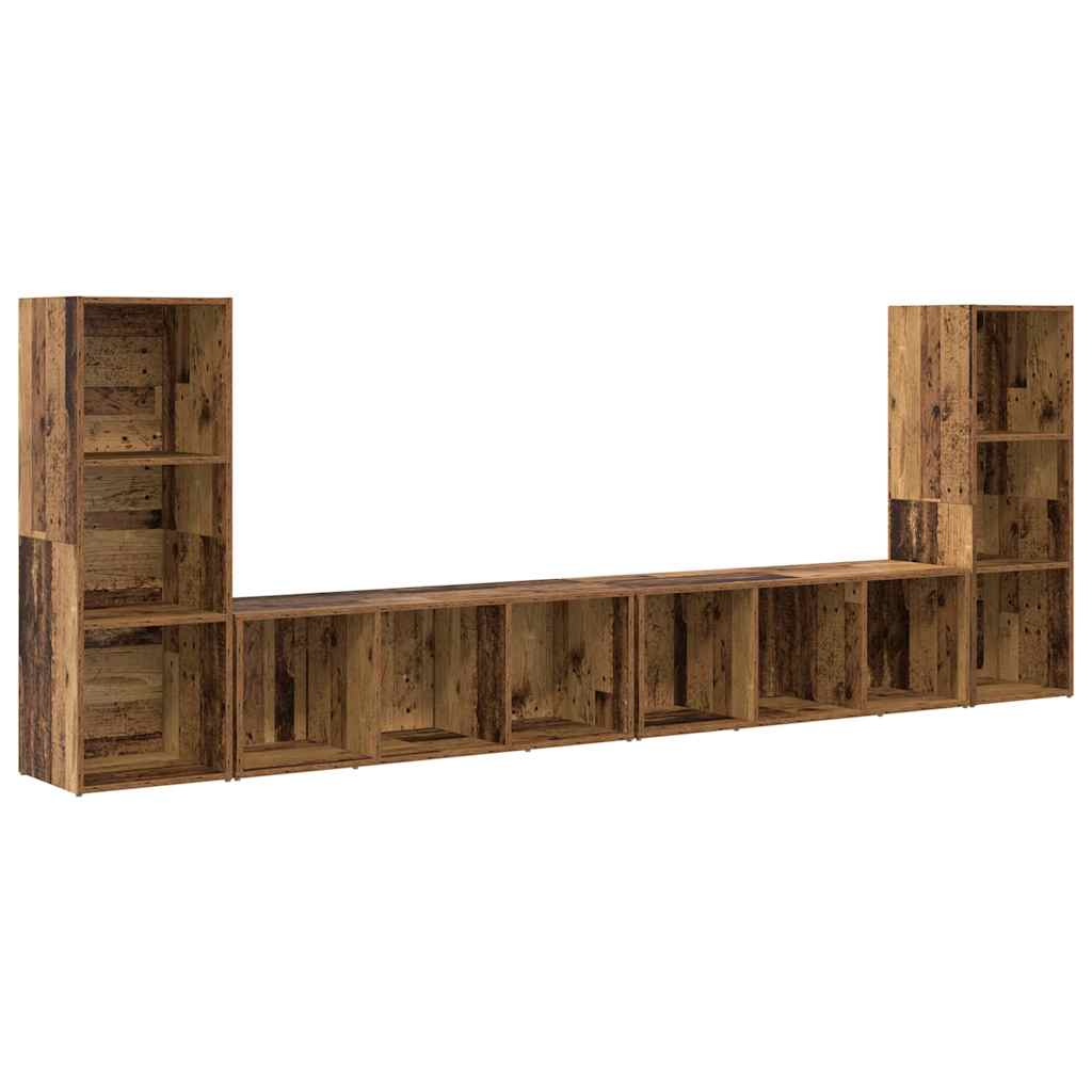 Ensemble meuble TV 4 pc Bois Ancien Bois d'ingénierie