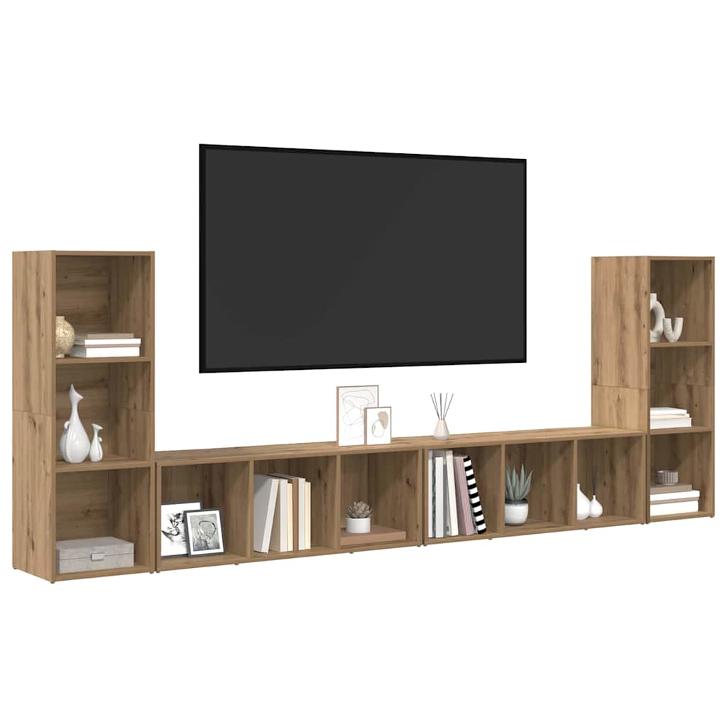 Ensemble meuble TV 4 pc Chêne artisanal Bois d'ingénierie