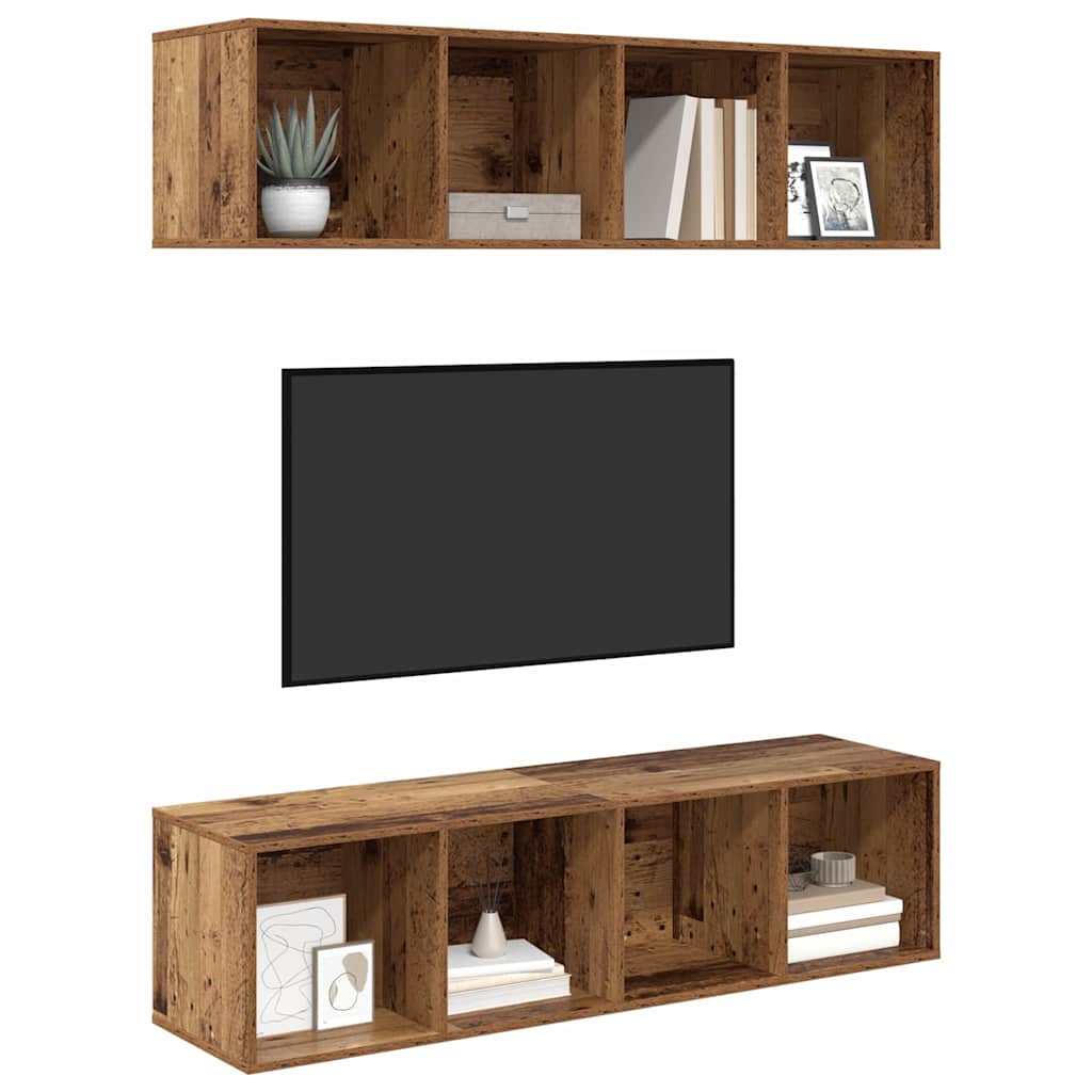 Ensemble meuble TV 2 pcs Bois ancien 37 x 37 x 142.5 cm - XIOS