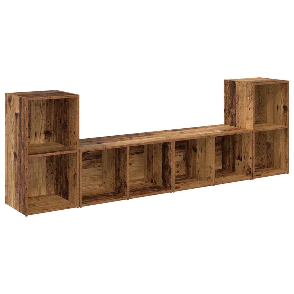 Ensemble meuble TV 4 pc Bois Ancien Bois d'ingénierie