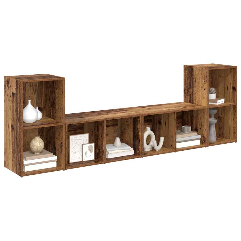 Ensemble meuble TV 4 pc Bois Ancien Bois d'ingénierie