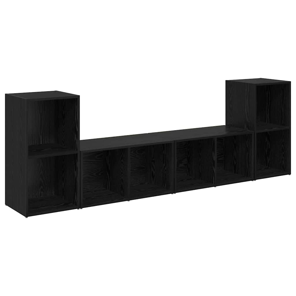 Ensemble meuble TV 4 pc Chêne noir Bois d'ingénierie