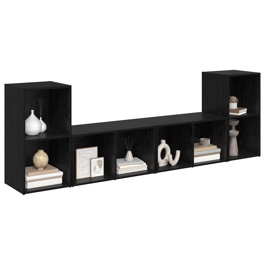 Ensemble meuble TV 4 pc Chêne noir Bois d'ingénierie