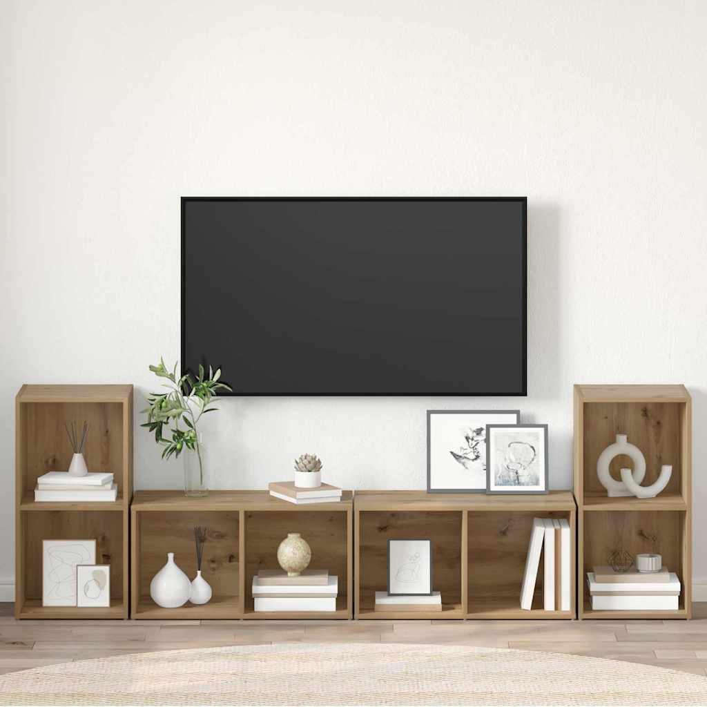 Ensemble meuble TV 4 pc Chêne artisanal Bois d'ingénierie