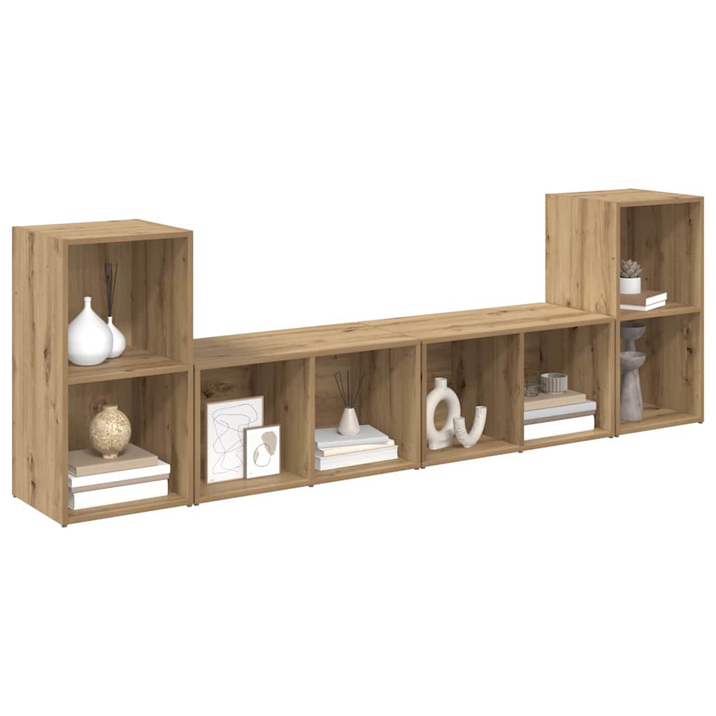 Ensemble meuble TV 4 pc Chêne artisanal Bois d'ingénierie
