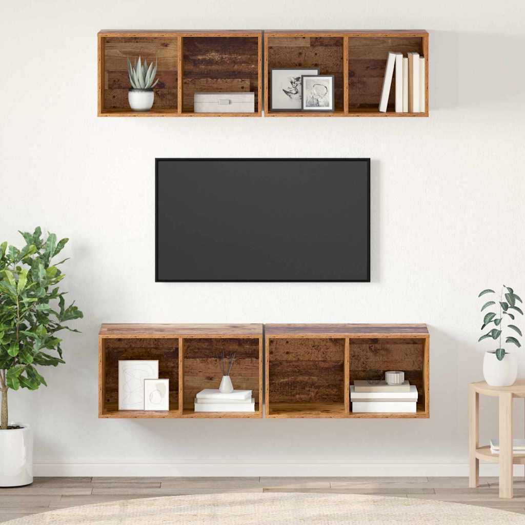 Ensemble meuble TV 4 pcs Bois Ancien 37 x 37 x 72 cm - XIOS