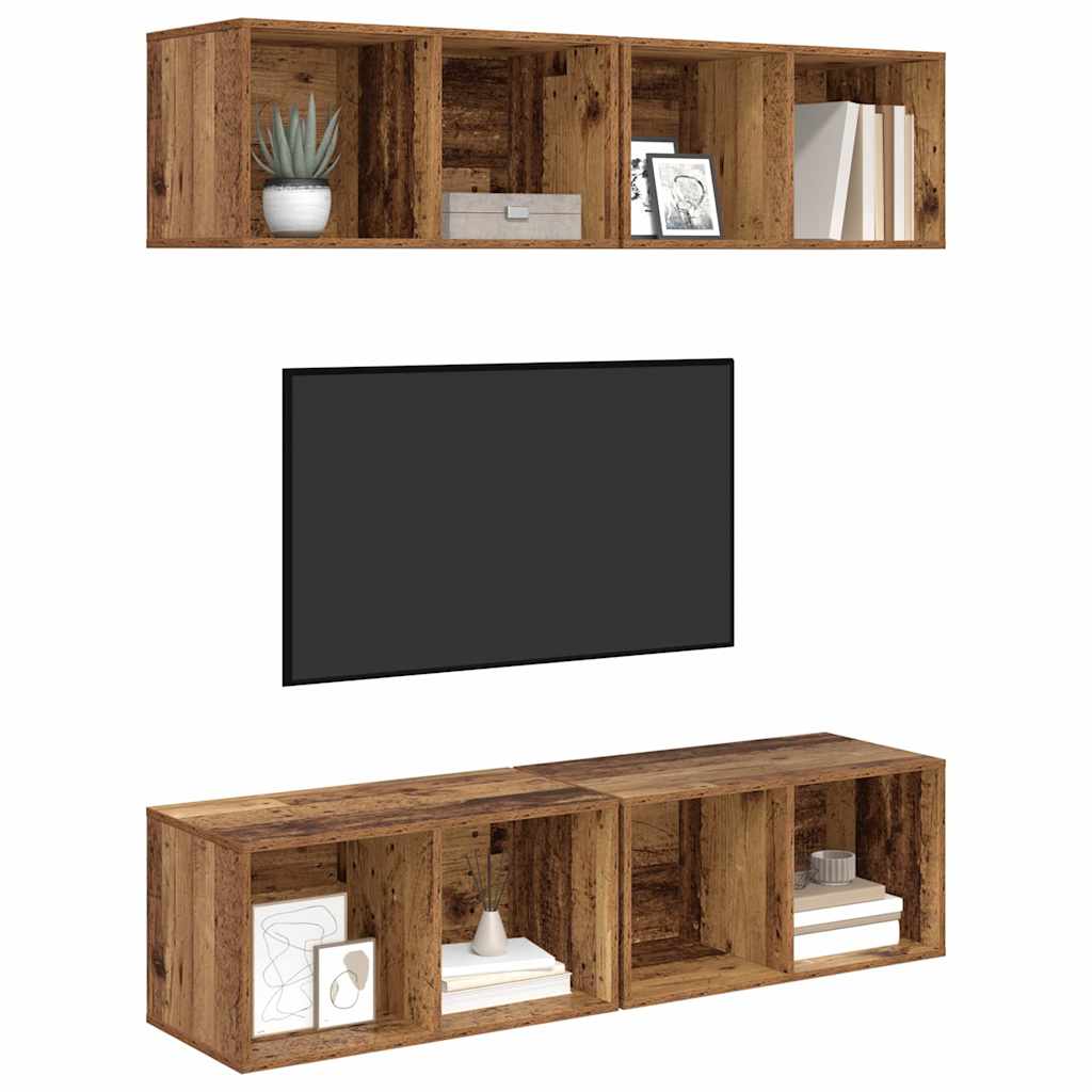Ensemble meuble TV 4 pcs Bois Ancien 37 x 37 x 72 cm - XIOS