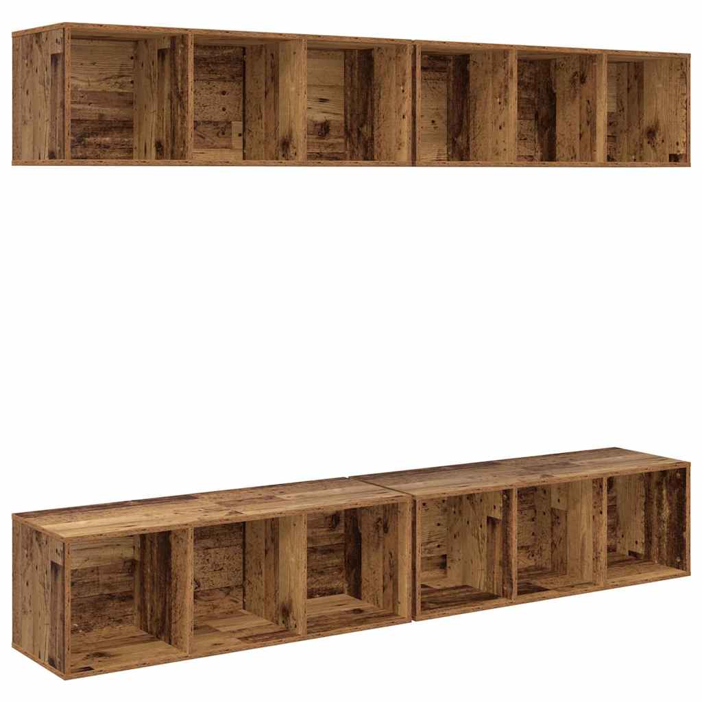 Ensemble meuble TV 4 pc Bois Ancien Bois d'ingénierie