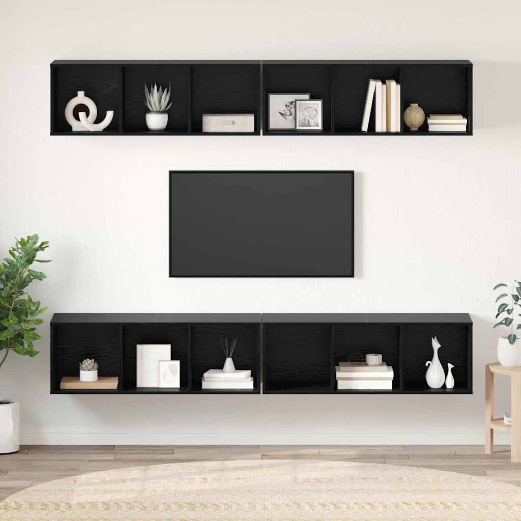 Ensemble meuble TV 4 pc Chêne noir Bois d'ingénierie