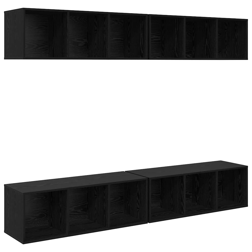 Ensemble meuble TV 4 pc Chêne noir Bois d'ingénierie